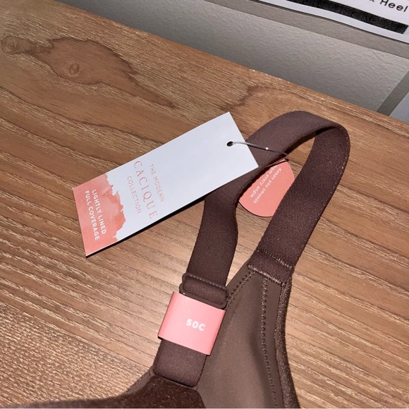 Cacique Lightly Lined Full Coverage Bra 50C Brown Comfy New Support Smoothing - Picture 2 of 7